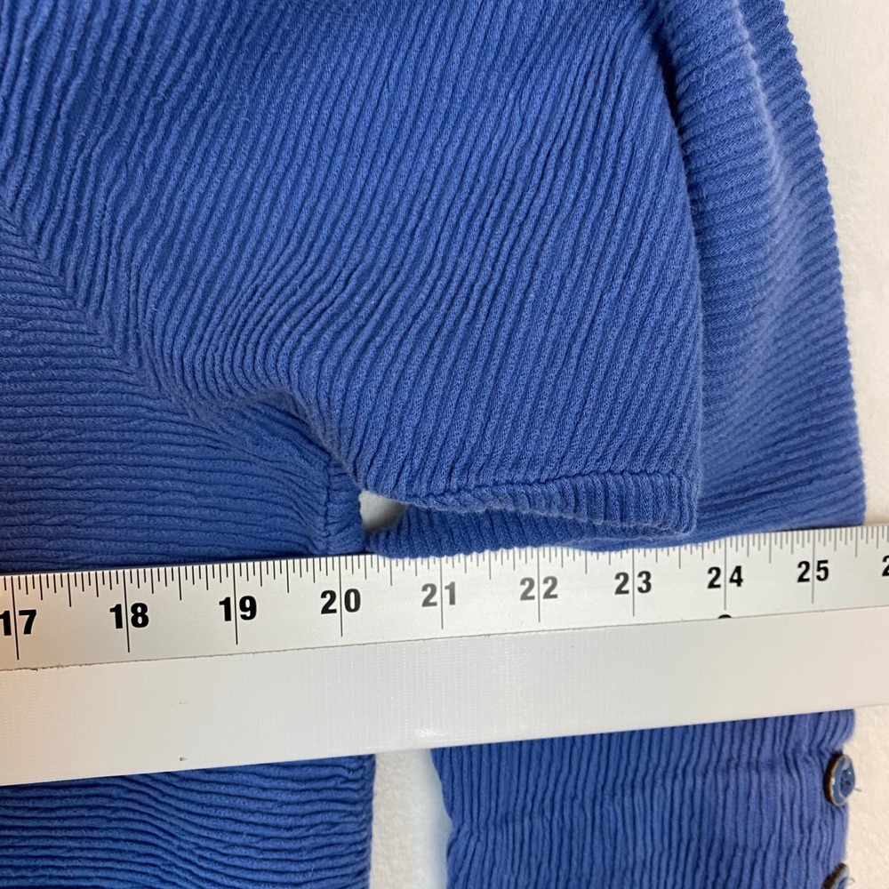 Habitat Blue Textured Knit Button Cuff V-Neck Pullover Top Women's Size L - Picture 9 of 10